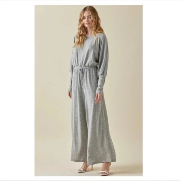 BNWT Super Luxe Medium Weight Jumpsuit, Heathered Gray - Picture 2 of 7